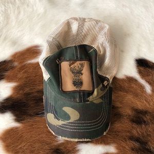 Judith March camouflage beaded deer hat